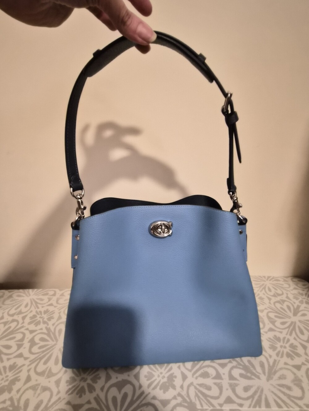 Coach Willow Bucket Bag Light Blue Leather Shoulder Crossbody Like New